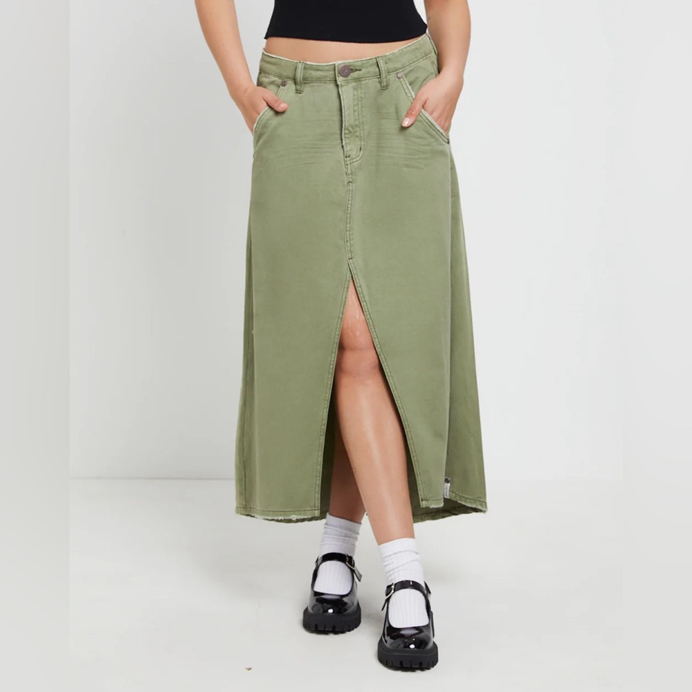 One Teaspoon | Mrs Carter Denim Skirt In St Khaki - NWT